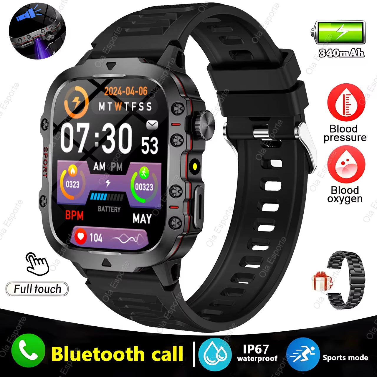 Advanced Men’s Smartwatch with Bluetooth Calling and Fitness Tracking - IP68 Waterproof Sports Watch for Android and iOS - 2025 Model