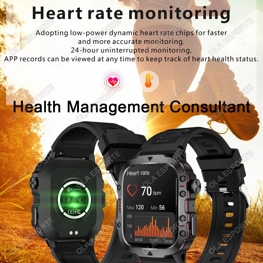 Advanced Men’s Smartwatch with Bluetooth Calling and Fitness Tracking - IP68 Waterproof Sports Watch for Android and iOS - 2025 Model