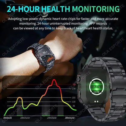 Advanced Men’s Smartwatch with Bluetooth Calling and Fitness Tracking - IP68 Waterproof Sports Watch for Android and iOS - 2025 Model