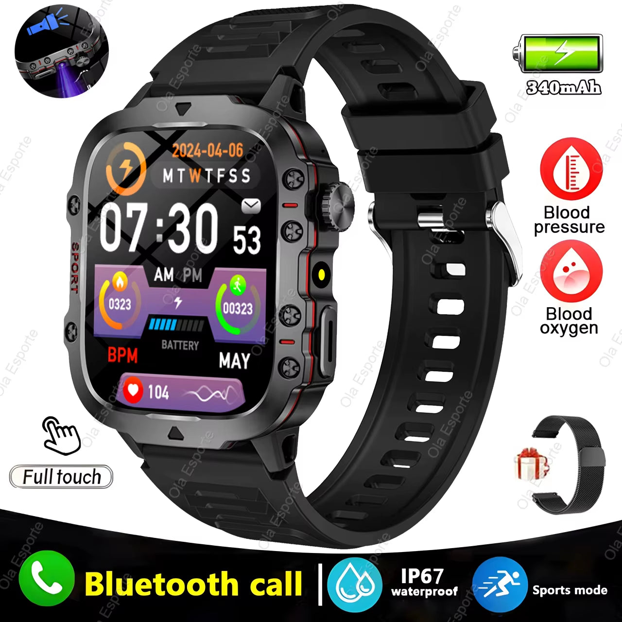 Advanced Men’s Smartwatch with Bluetooth Calling and Fitness Tracking - IP68 Waterproof Sports Watch for Android and iOS - 2025 Model